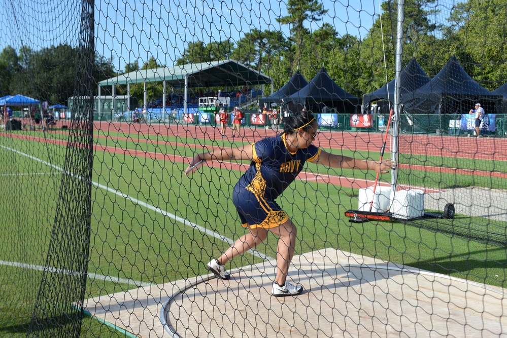 IT1 Ruth Freeman prepares to throw a discus in field competition