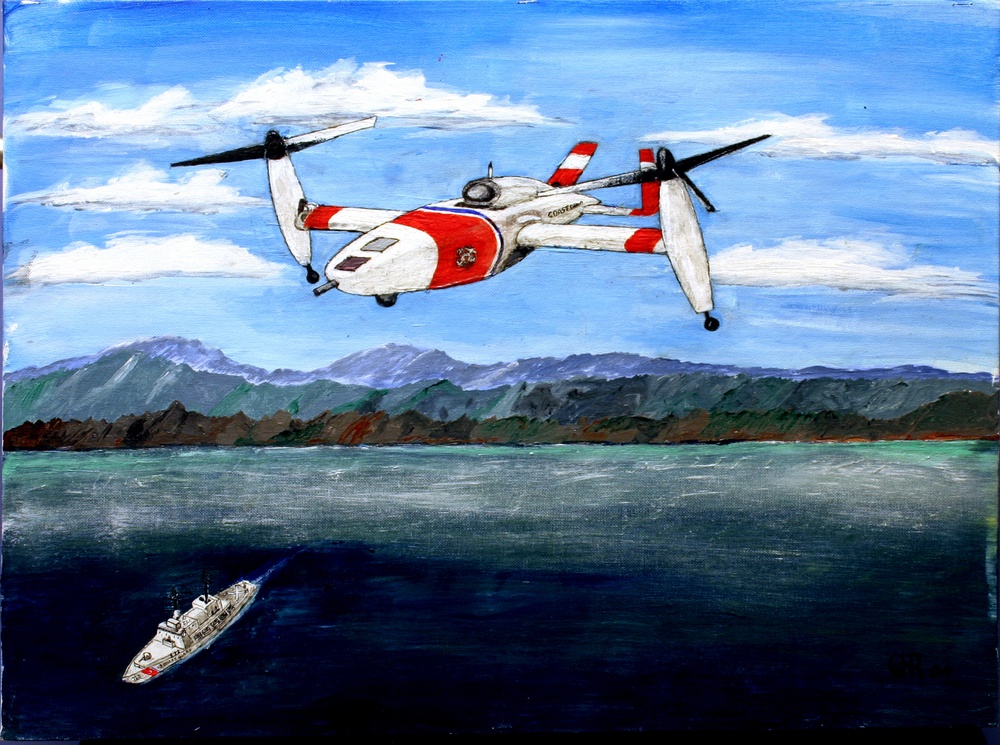 US Coast Guard Art Program 2005 Collection, Ob ID # 200524, "Eagle Eye with Hamilton Class Cutter," Wilford Ross (24 of 31)
