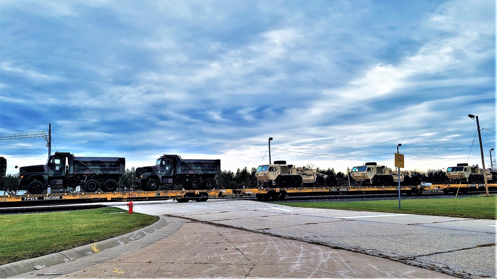 411th Engineer Company equipment deployment by rail movement at Fort McCoy