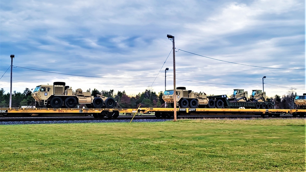 411th Engineer Company equipment deployment by rail movement at Fort McCoy