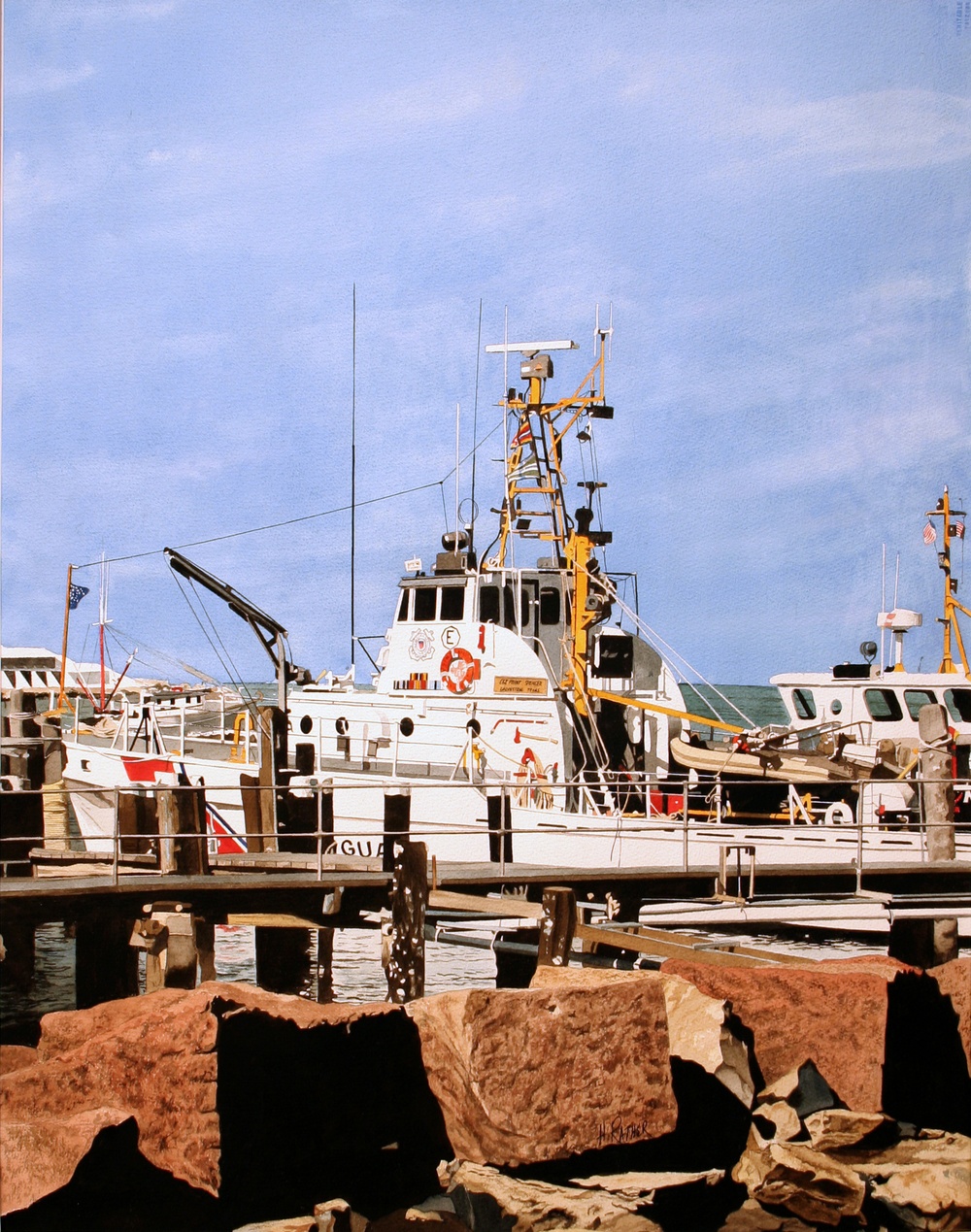 US Coast Guard Art Program 2005 Collection, Ob ID # 200504, "Coast Guard Cutter," L.H. Rather (4 of 31)