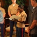 Cutting a cake in honor of the 247th birthday of the Marine Corps with the Mayor and city officials of Honolulu