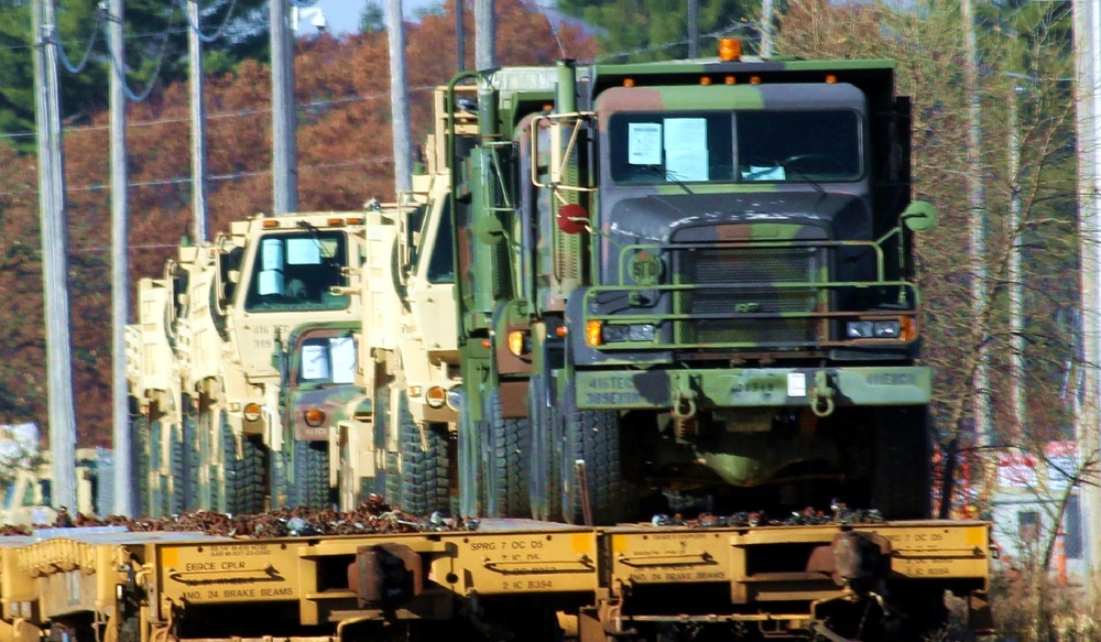 411th Engineer Company equipment deployment by rail movement at Fort McCoy