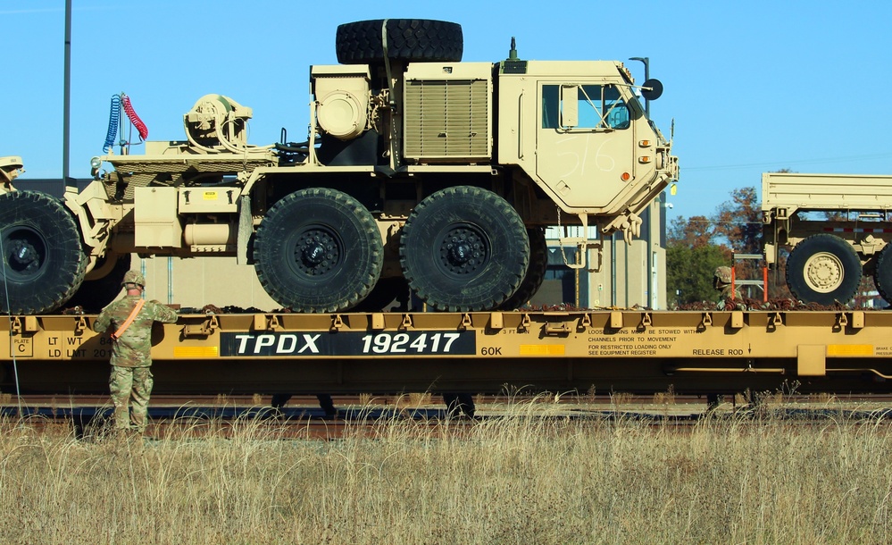411th Engineer Company equipment deployment by rail movement at Fort McCoy
