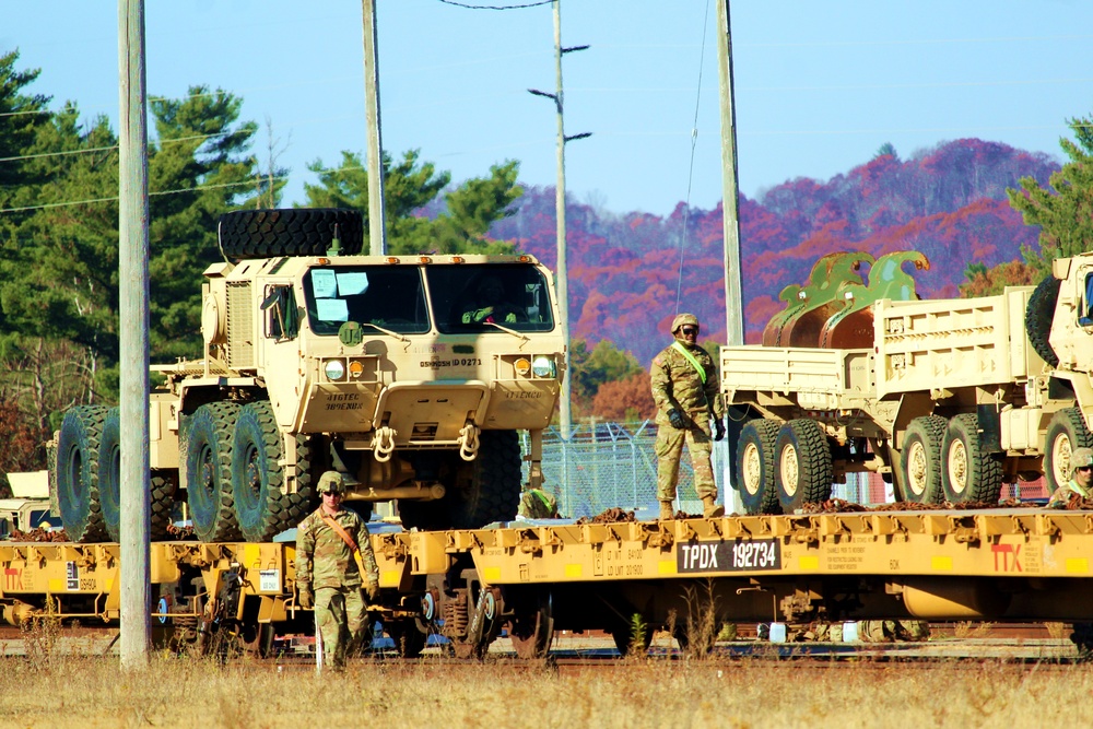 411th Engineer Company equipment deployment by rail movement at Fort McCoy