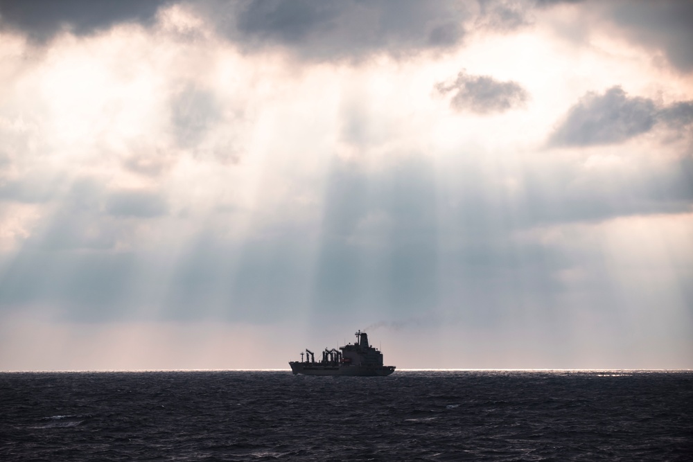 Combat Logistics Ship Resupplies Canadian Ship during Keen Sword Exercise