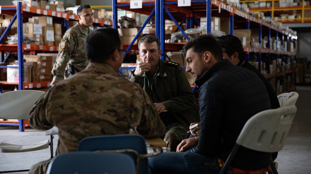 U.S. Army Security Forces Assistance Brigade - Military Advisor Group - North conduct a Key Leader Engagement with the members of Peshmerga