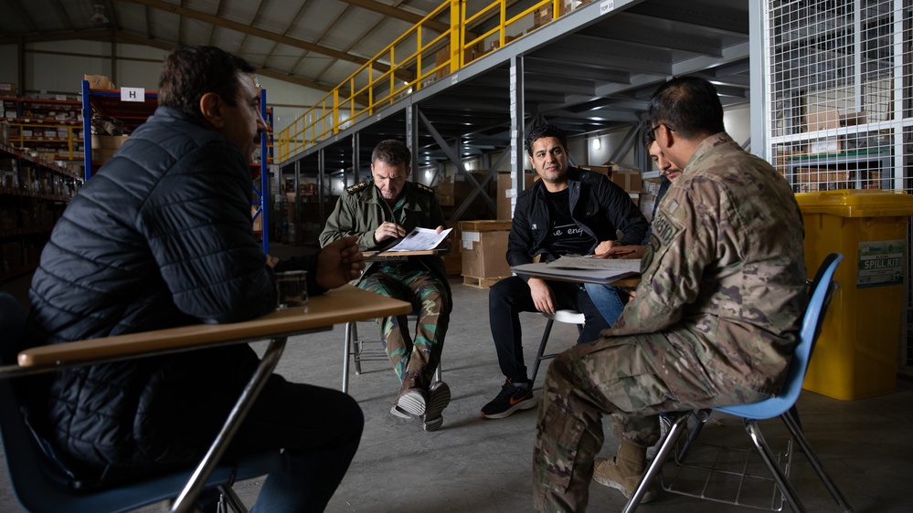 U.S. Army Security Forces Assistance Brigade - Military Advisor Group - North conduct a Key Leader Engagement with the members of Peshmerga