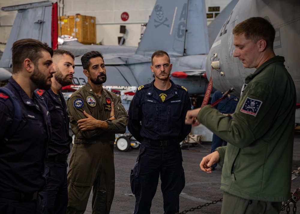 ITS Carabiniere Sailors Tours USS George H.W. Bush (CVN 77)