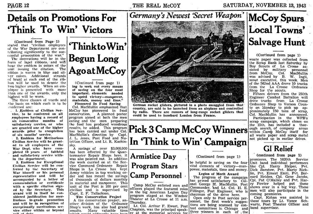 This Month in Fort McCoy History — November