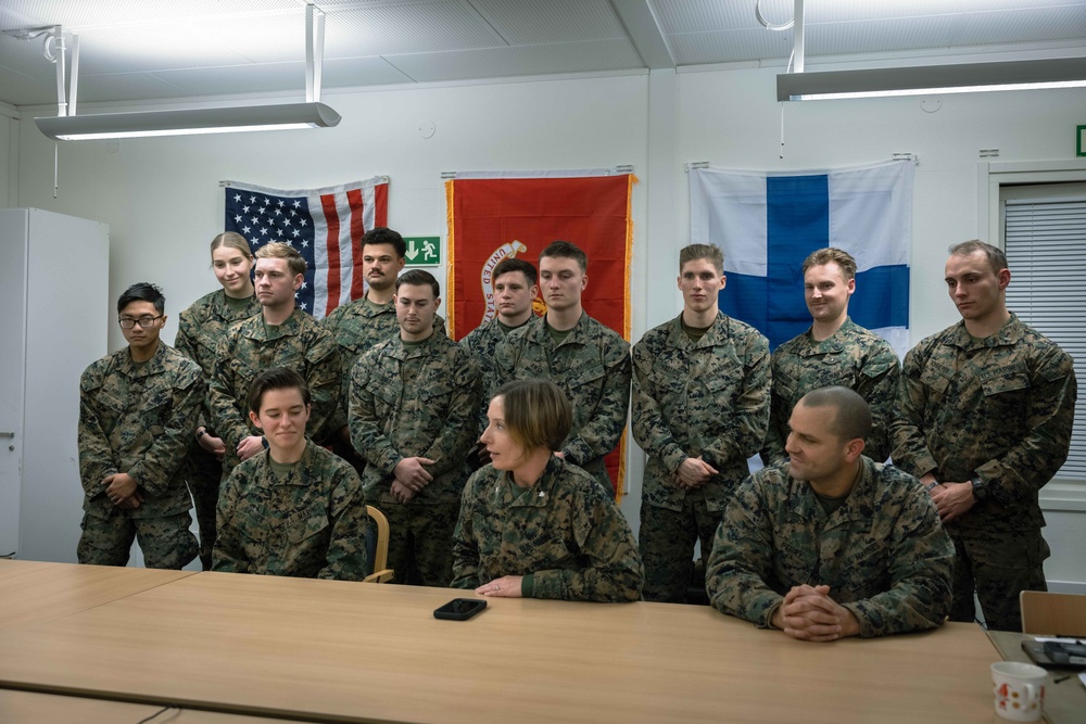 U.S. Marines with Combat Logistics Battalion 6 Speak with U.S. President Joseph R. Biden Jr.