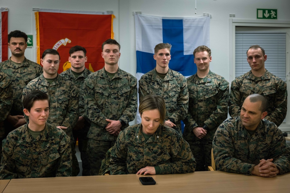 U.S. Marines with Combat Logistics Battalion 6 Speak with President Biden