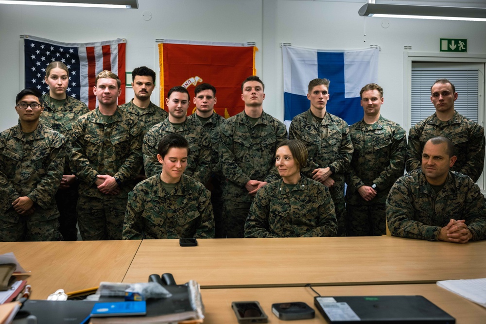 U.S. Marines with Combat Logistics Battalion 6 Speak with President Biden