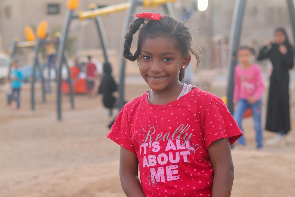 Children enjoy the new playground in Sedamous, Libya