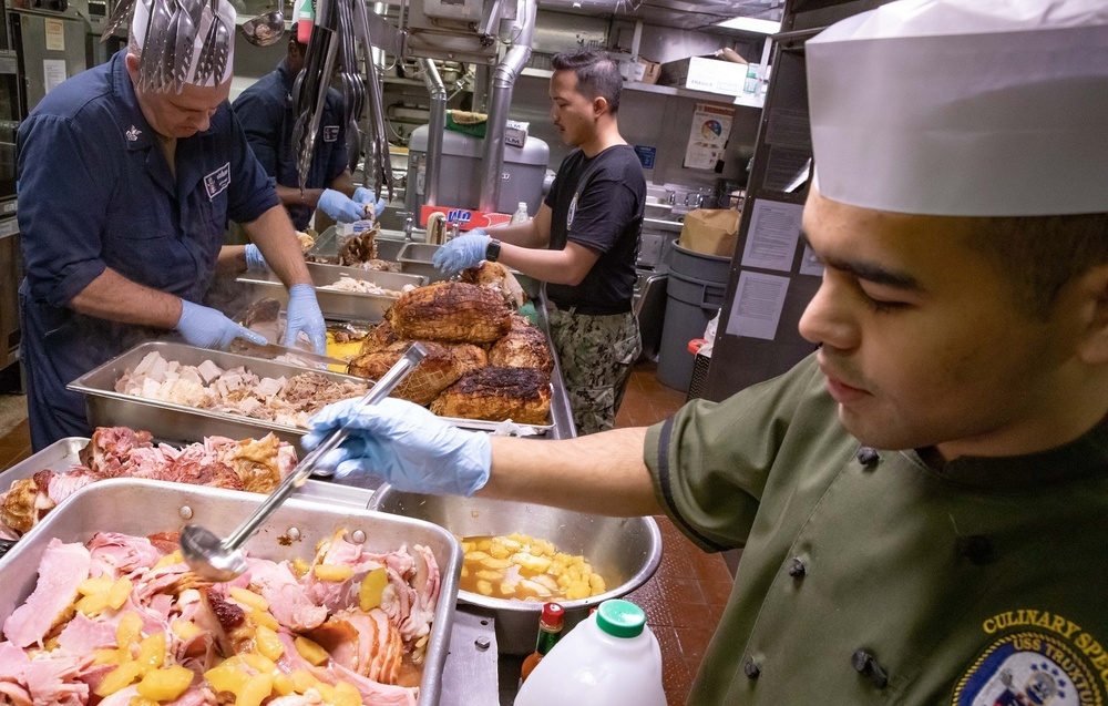 Sailors Aboard USS Truxtun (DDG 103) Prepare Thanksgiving Dinner