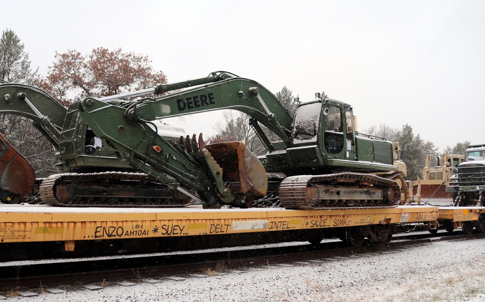 411th Engineer Company equipment deployment by rail movement at Fort McCoy