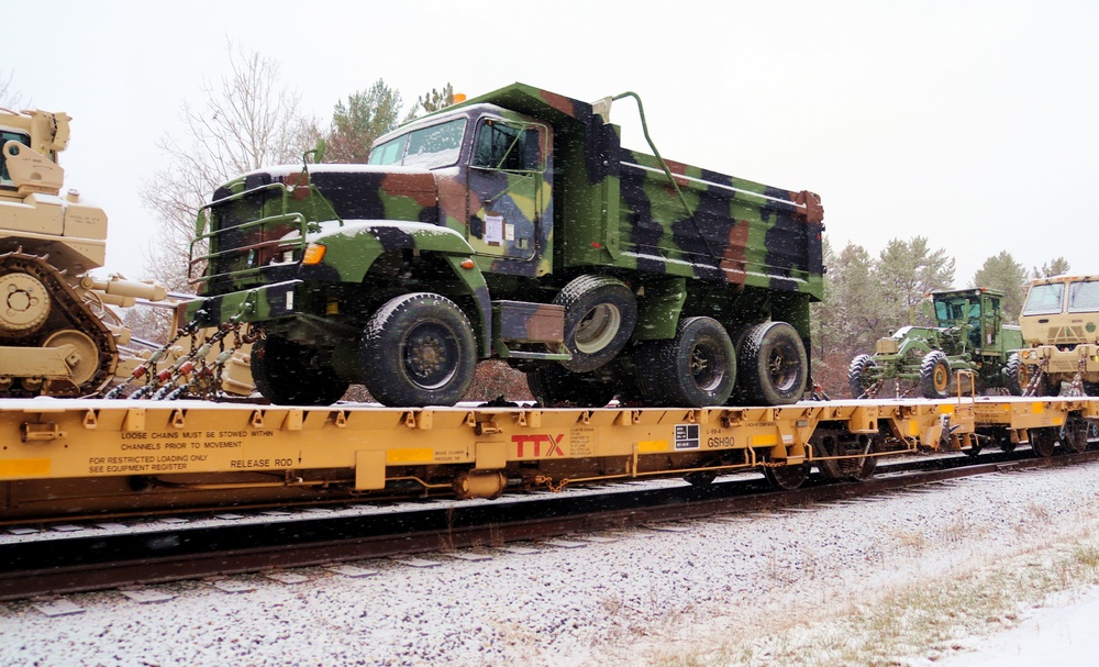 411th Engineer Company equipment deployment by rail movement at Fort McCoy