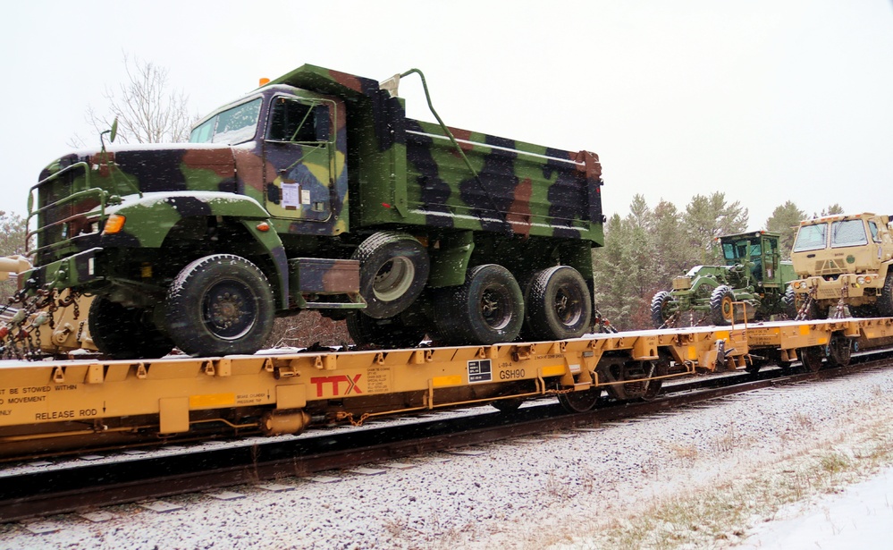 411th Engineer Company equipment deployment by rail movement at Fort McCoy