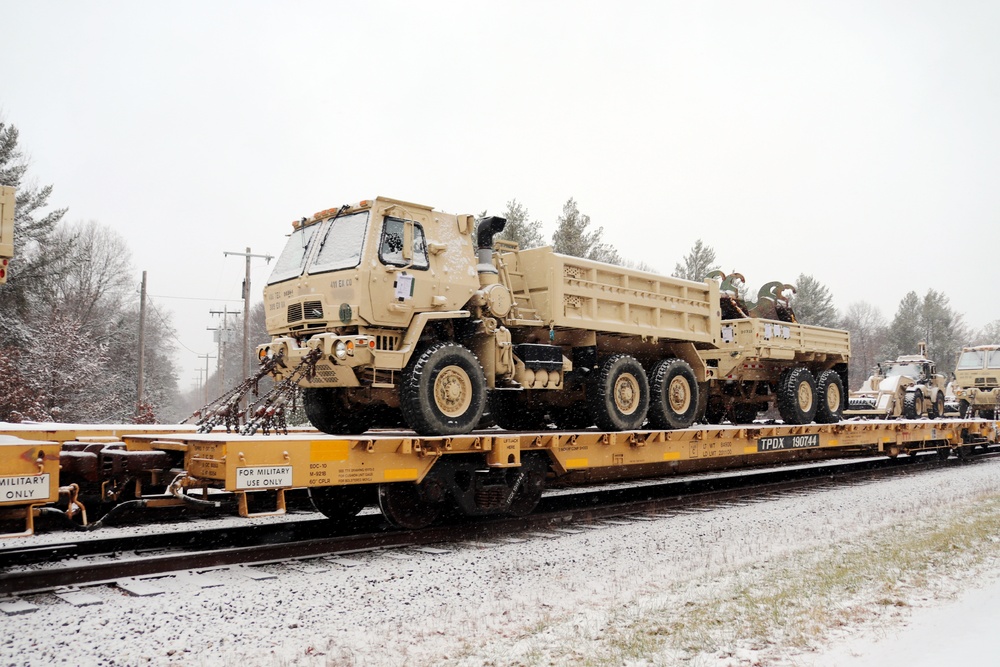 411th Engineer Company equipment deployment by rail movement at Fort McCoy