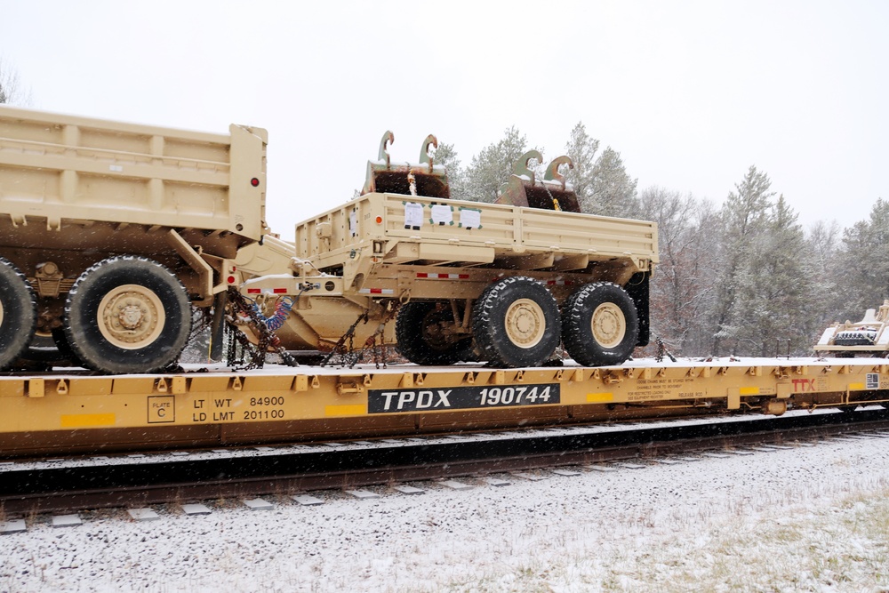 411th Engineer Company equipment deployment by rail movement at Fort McCoy