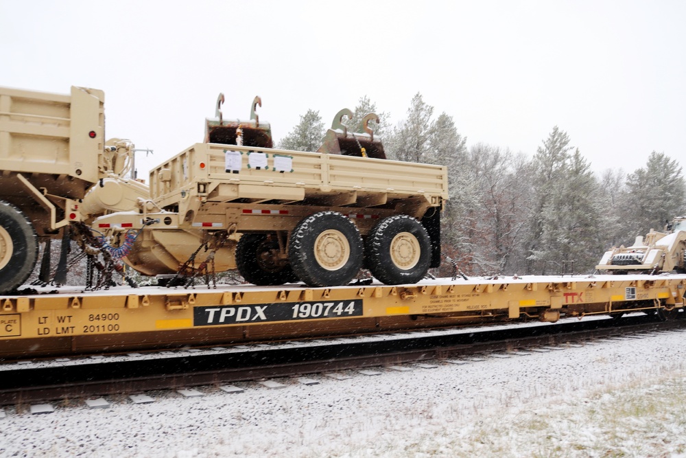 411th Engineer Company equipment deployment by rail movement at Fort McCoy