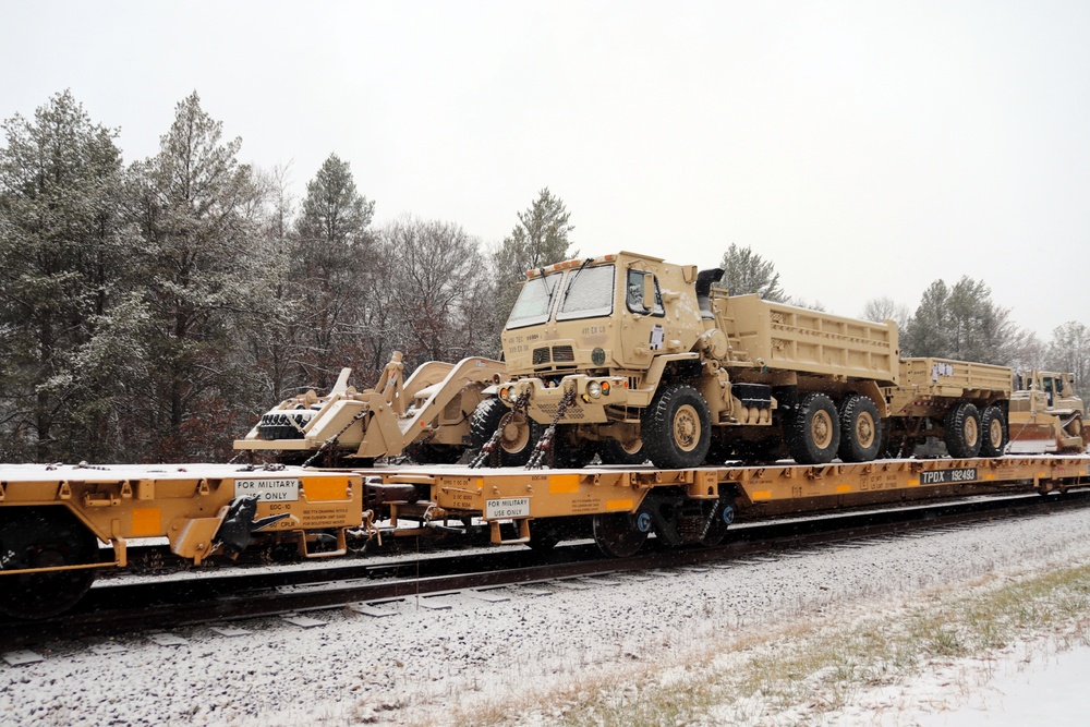 411th Engineer Company equipment deployment by rail movement at Fort McCoy