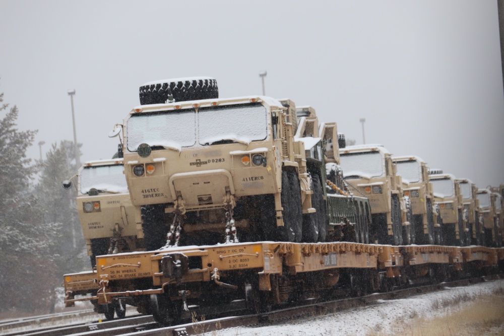 411th Engineer Company equipment deployment by rail movement at Fort McCoy