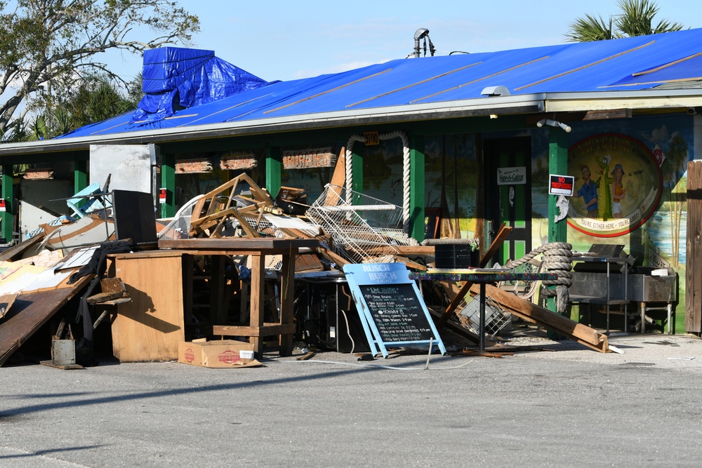 Debris is Stacked at A Local Business