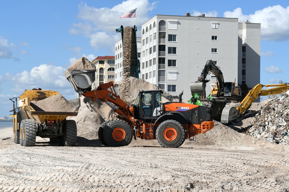 Crews Work to Cleanup the Beach Following Hurricane Ian