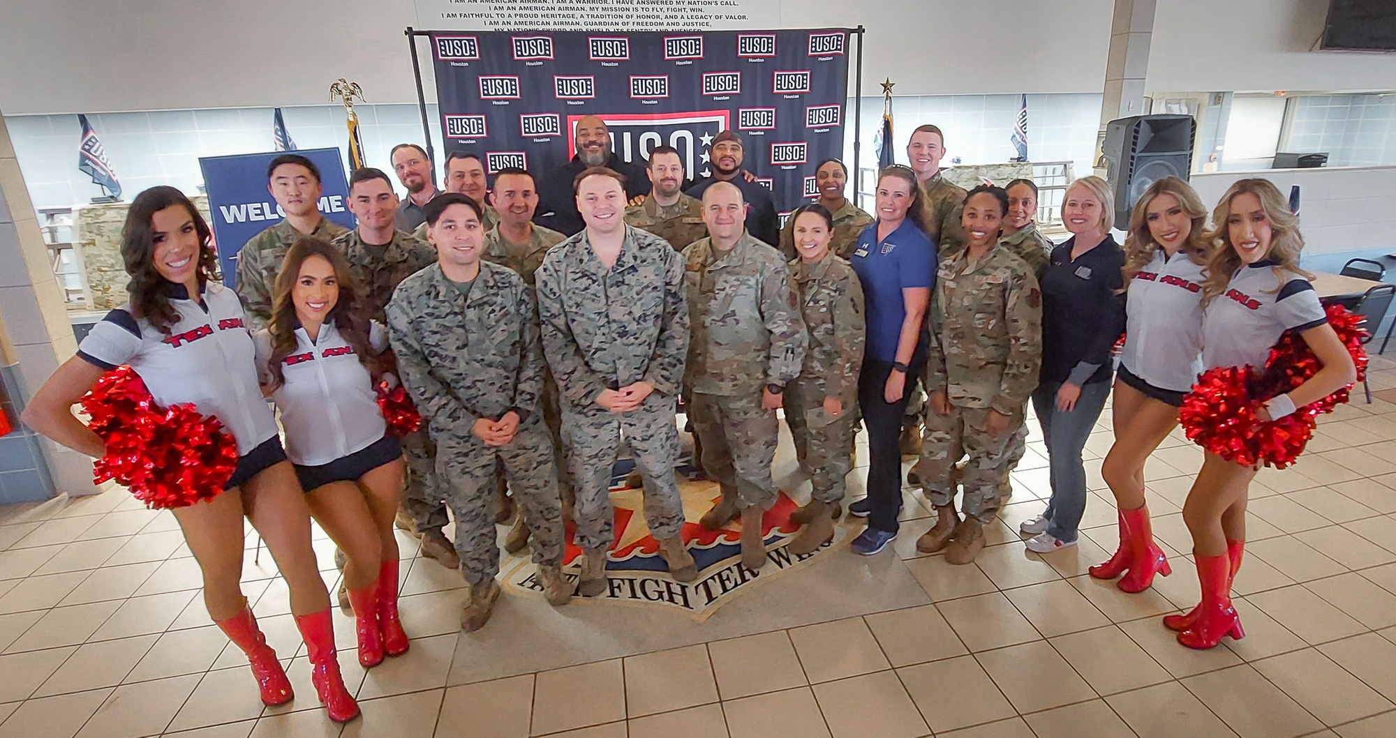 Texans cheerleaders salute the military