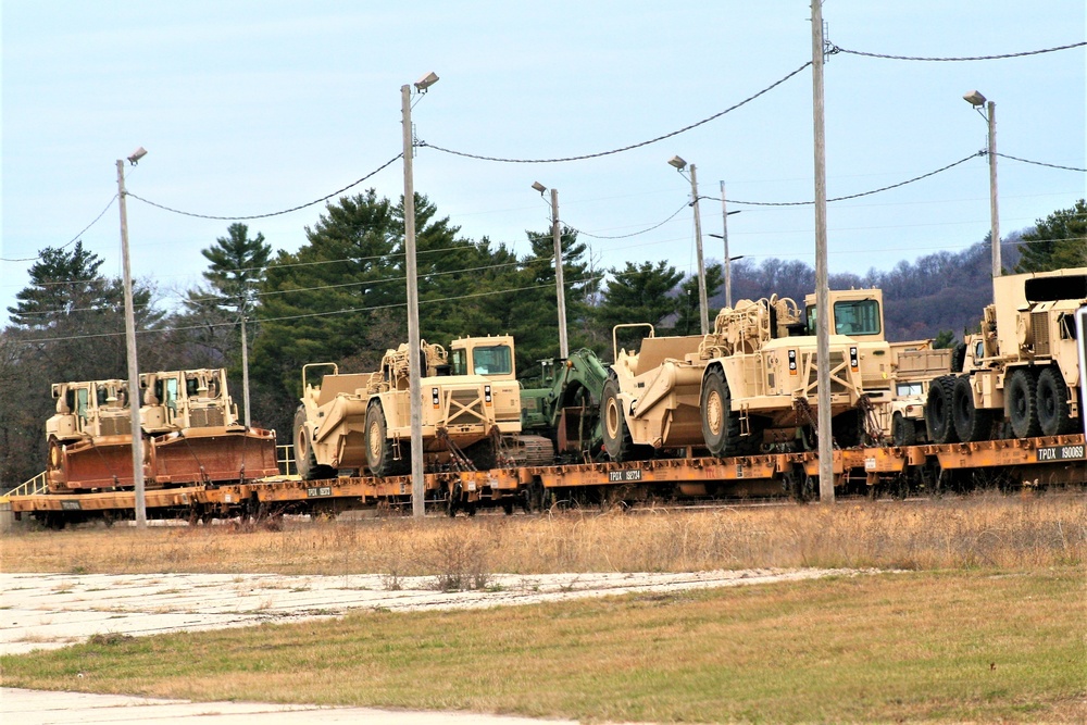 411th Engineer Company equipment deployment by rail movement at Fort McCoy