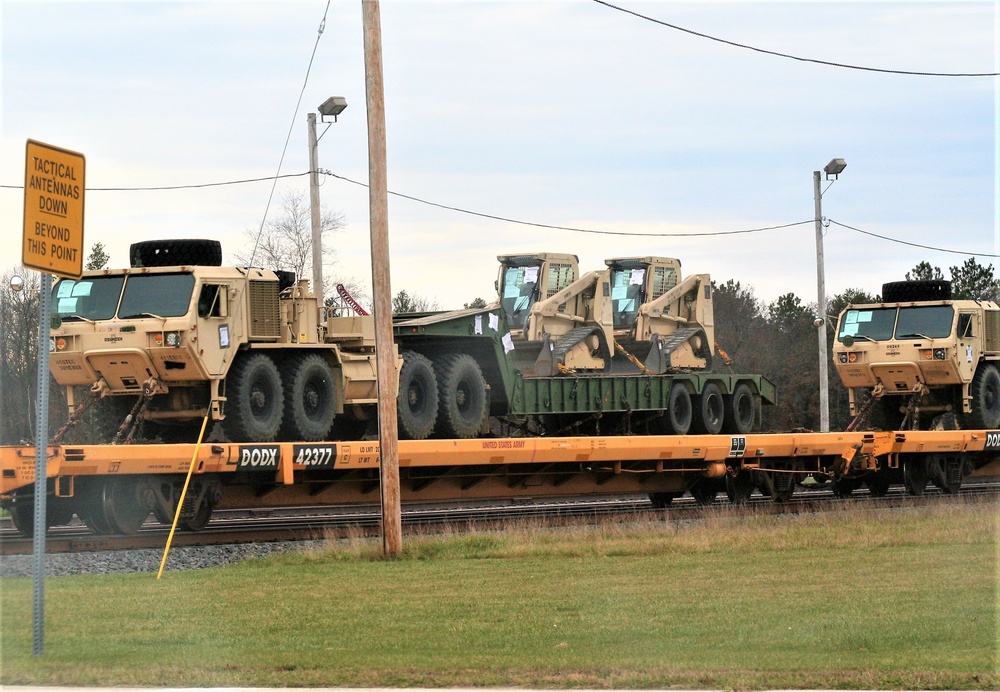 411th Engineer Company equipment deployment by rail movement at Fort McCoy