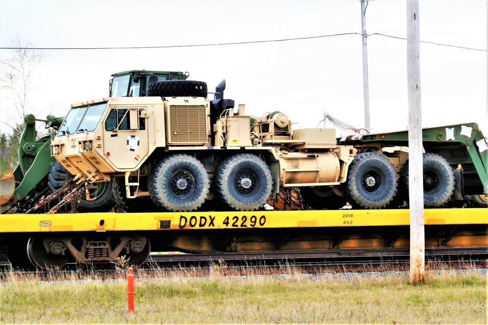 411th Engineer Company equipment deployment by rail movement at Fort McCoy