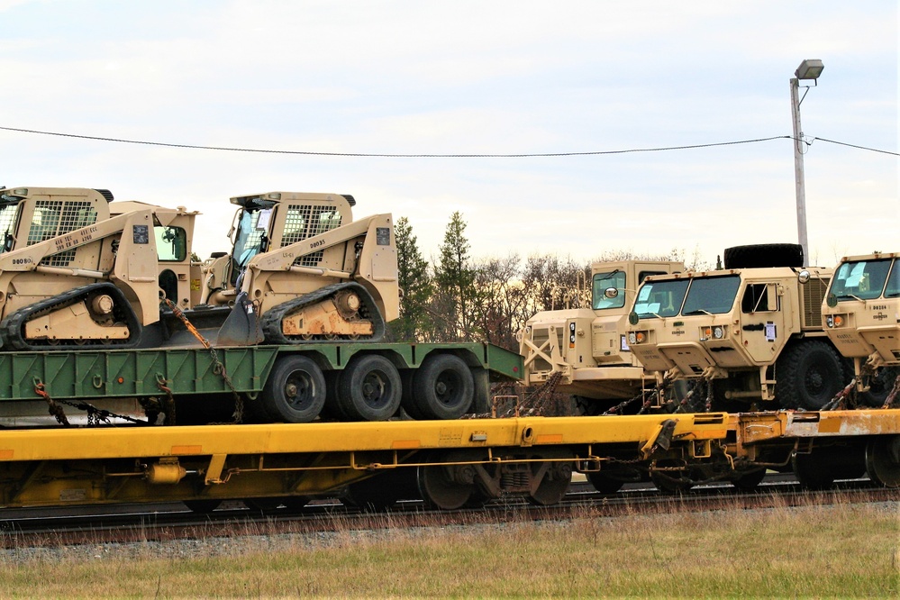 411th Engineer Company equipment deployment by rail movement at Fort McCoy