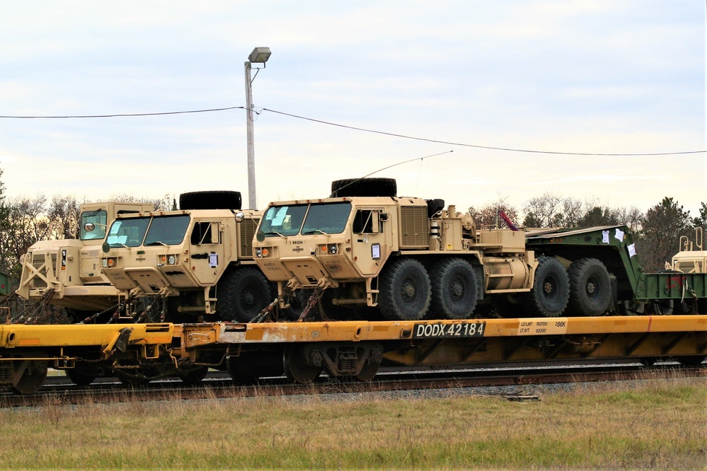 411th Engineer Company equipment deployment by rail movement at Fort McCoy