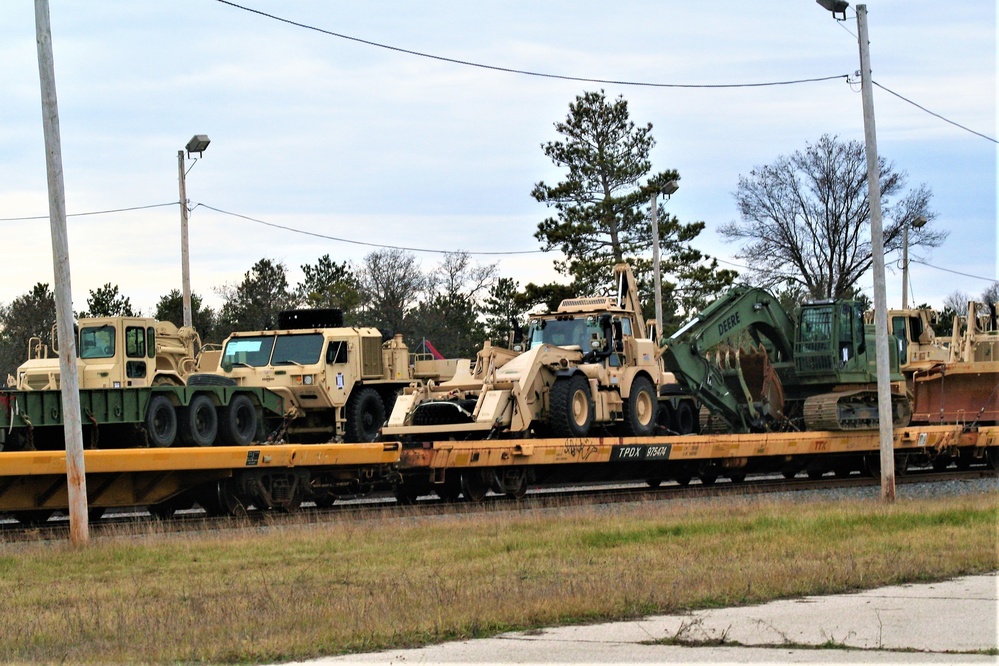 411th Engineer Company equipment deployment by rail movement at Fort McCoy