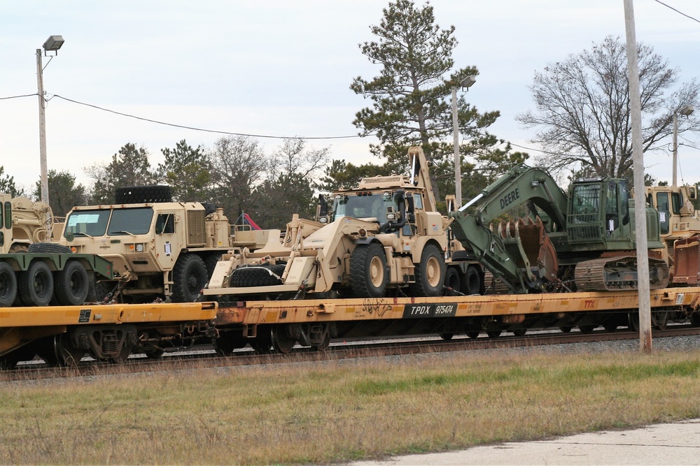 411th Engineer Company equipment deployment by rail movement at Fort McCoy