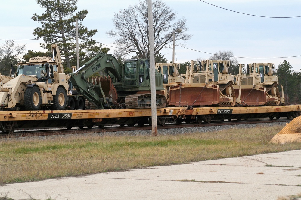 411th Engineer Company equipment deployment by rail movement at Fort McCoy