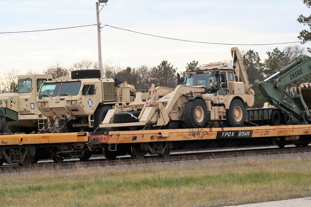 411th Engineer Company equipment deployment by rail movement at Fort McCoy