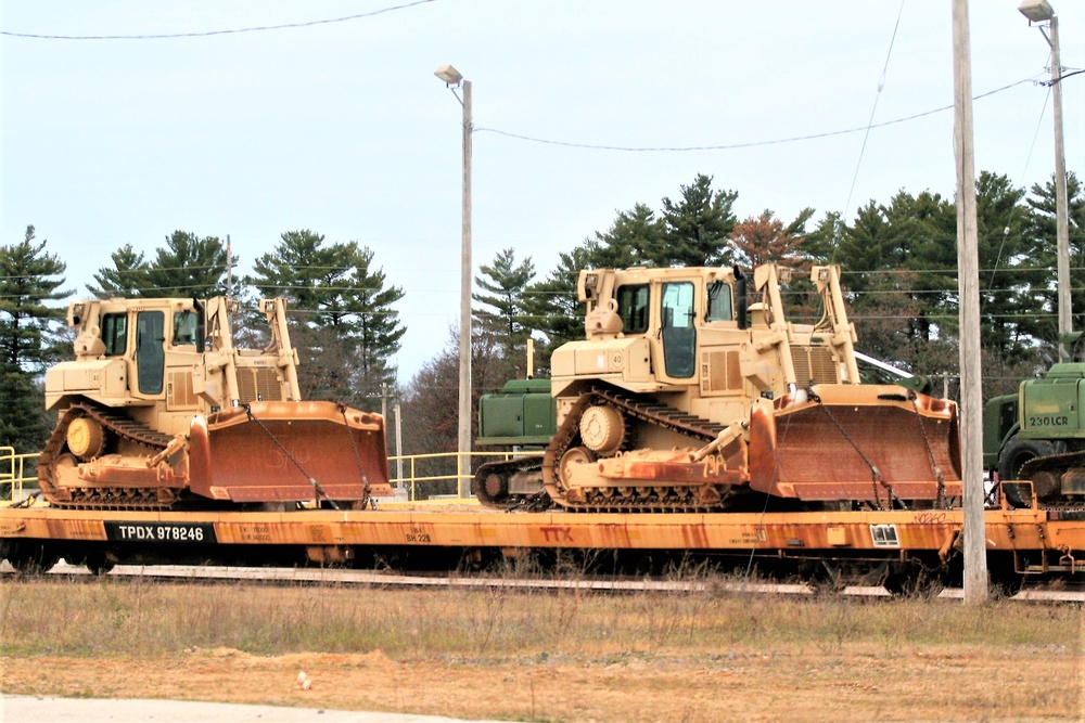 411th Engineer Company equipment deployment by rail movement at Fort McCoy