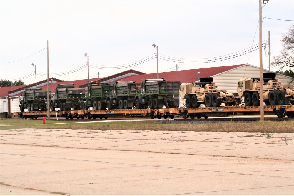 411th Engineer Company equipment deployment by rail movement at Fort McCoy