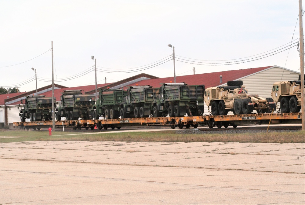 411th Engineer Company equipment deployment by rail movement at Fort McCoy