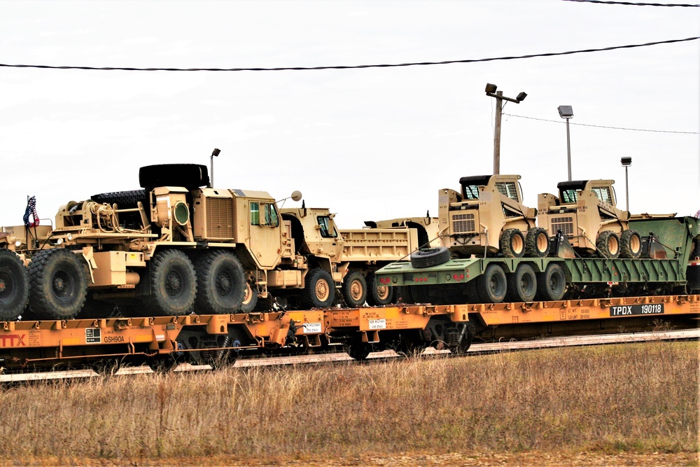 411th Engineer Company equipment deployment by rail movement at Fort McCoy