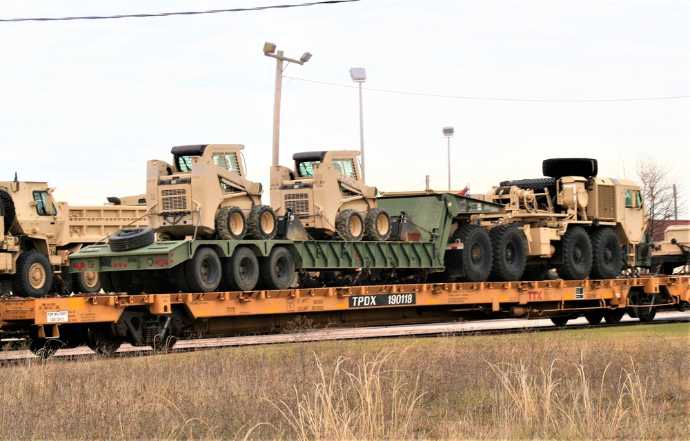 411th Engineer Company equipment deployment by rail movement at Fort McCoy