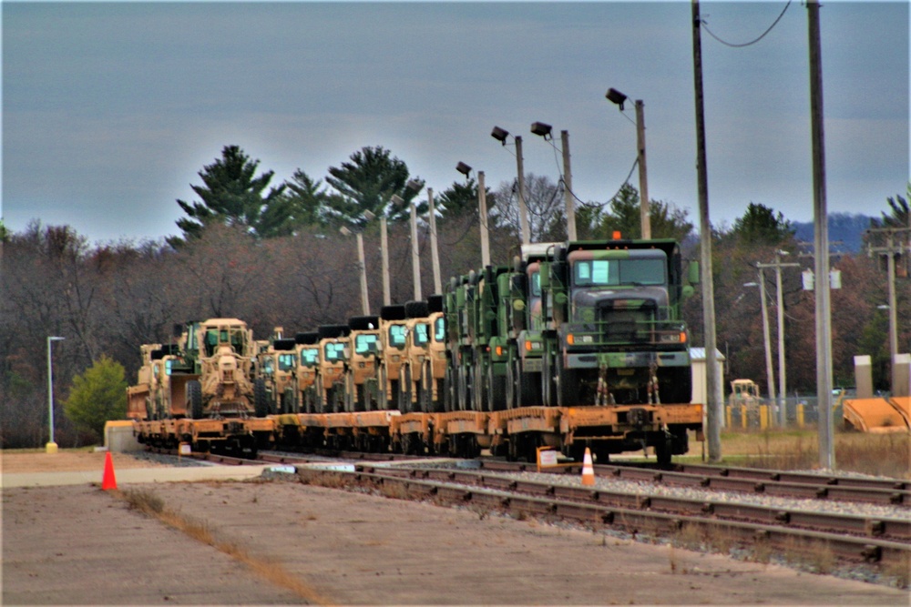 411th Engineer Company equipment deployment by rail movement at Fort McCoy