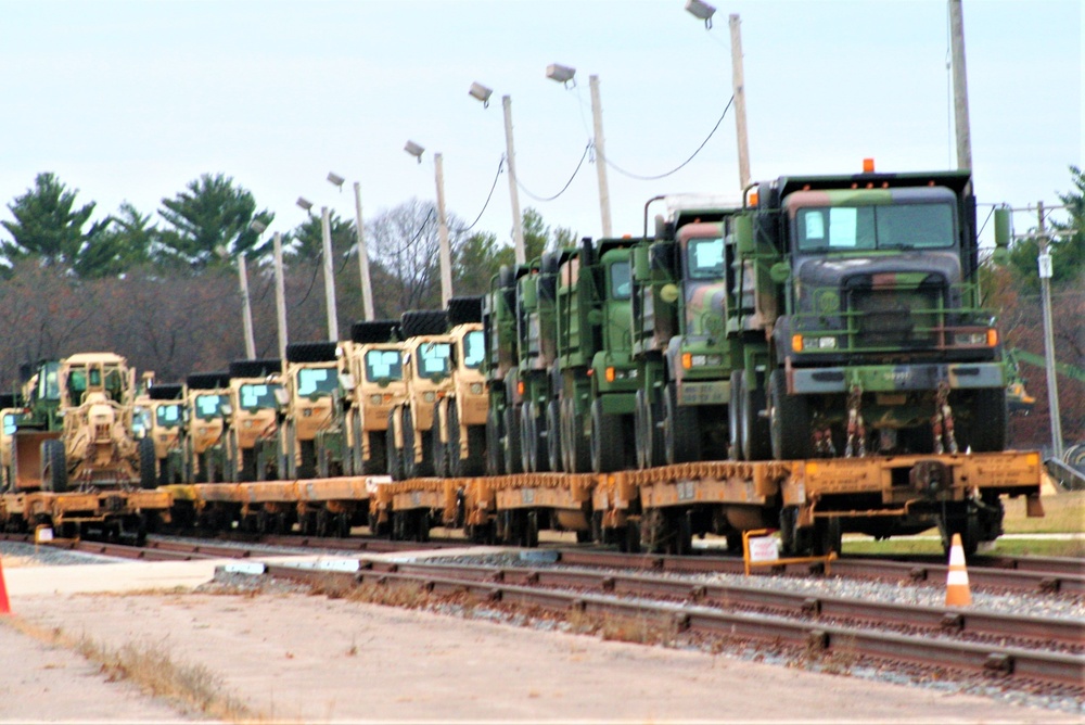 411th Engineer Company equipment deployment by rail movement at Fort McCoy