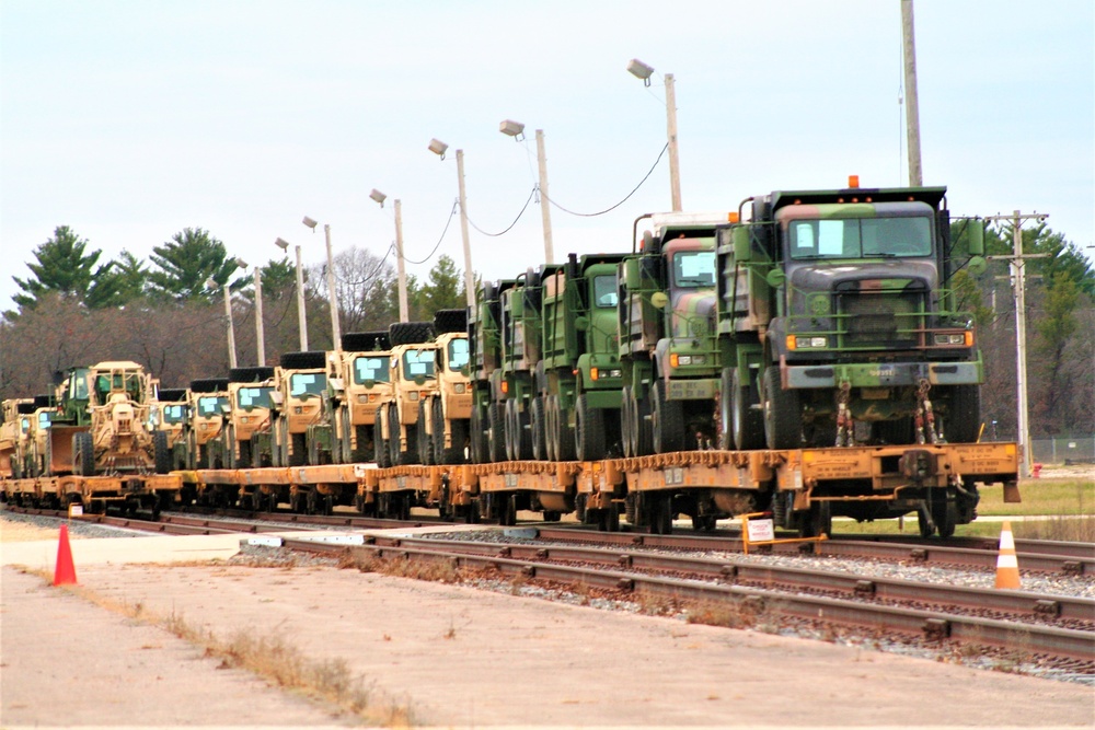 411th Engineer Company equipment deployment by rail movement at Fort McCoy