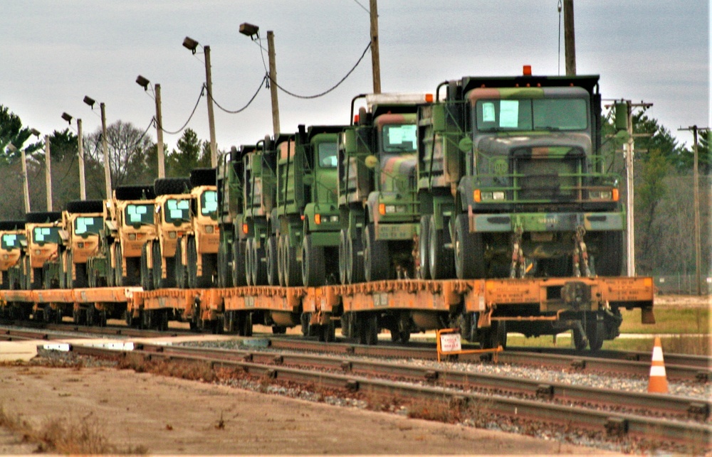 411th Engineer Company equipment deployment by rail movement at Fort McCoy