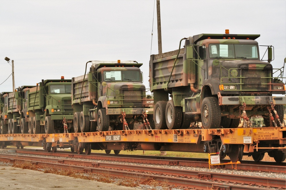 411th Engineer Company equipment deployment by rail movement at Fort McCoy