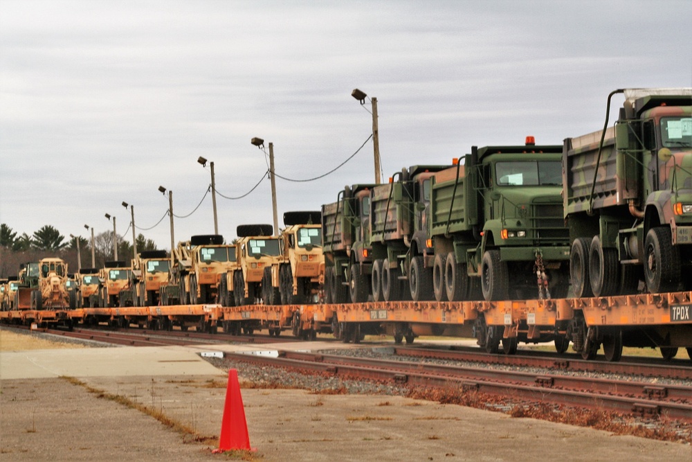 411th Engineer Company equipment deployment by rail movement at Fort McCoy